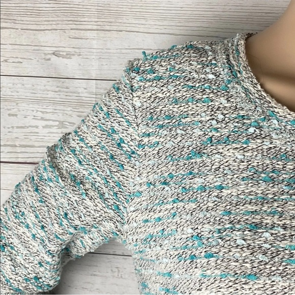 Westbound Petite Sweater Blue Marled Lace Ruffle - Picture 3 of 12